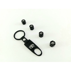 Ключодържател за Toyota с 4 броя капачки за вентилите,черен цвят Ключодържател за Toyota с 4 броя капачки за вентилите,черен цвят