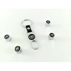 Ключодържател за Toyota с 4 броя капачки за вентилите,сребрист цвят