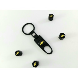 Ключодържател с 4 бр капачки за винтилите/ вентили Шевролет/Chevrolet черен цвят