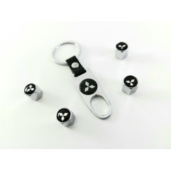 Ключодържател с 4 бр капачки за винтилите/ вентили Mitsubishi / Мицубиши -  сребрист цвят