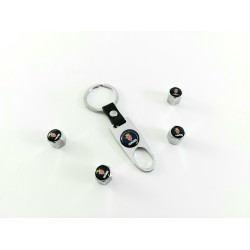 Ключодържател с 4 бр капачки за винтилите SAAB - сребрист цвят