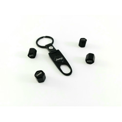 Ключодържател с 4 бр капачки за винтилите JEEP - черен цвят