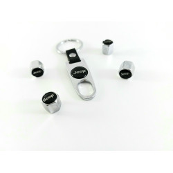 Ключодържател с 4 бр капачки за винтилите JEEP - сребрист цвят