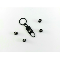 Ключодържател с 4 бр капачки за винтилите  INFINITI - черен цвят