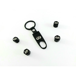 Ключодържател с 4 бр капачки за винтилите  INFINITI - черен цвят