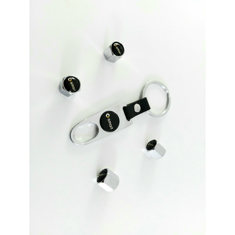 Ключодържател за  Smart с 4 броя капачки за вентилите,сребрист цвят