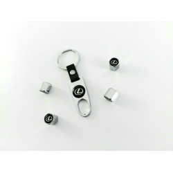 Ключодържател за  Lexus с 4 броя капачки за вентилите,сребрист цвят