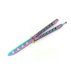 Масивен метален нож пеперуда подходящ за трикове пружинен механизъм Rainbow