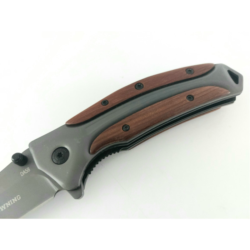 Сгъваем автоматичен нож Browning DA58 с дръжка от метал и дървени чирени