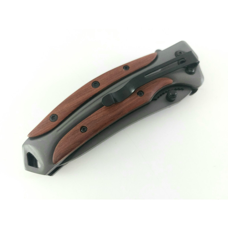 Сгъваем автоматичен нож Browning DA58 с дръжка от метал и дървени чирени