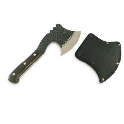 Масивна закалена брадвичка,ръчно кована фултанг с калъф