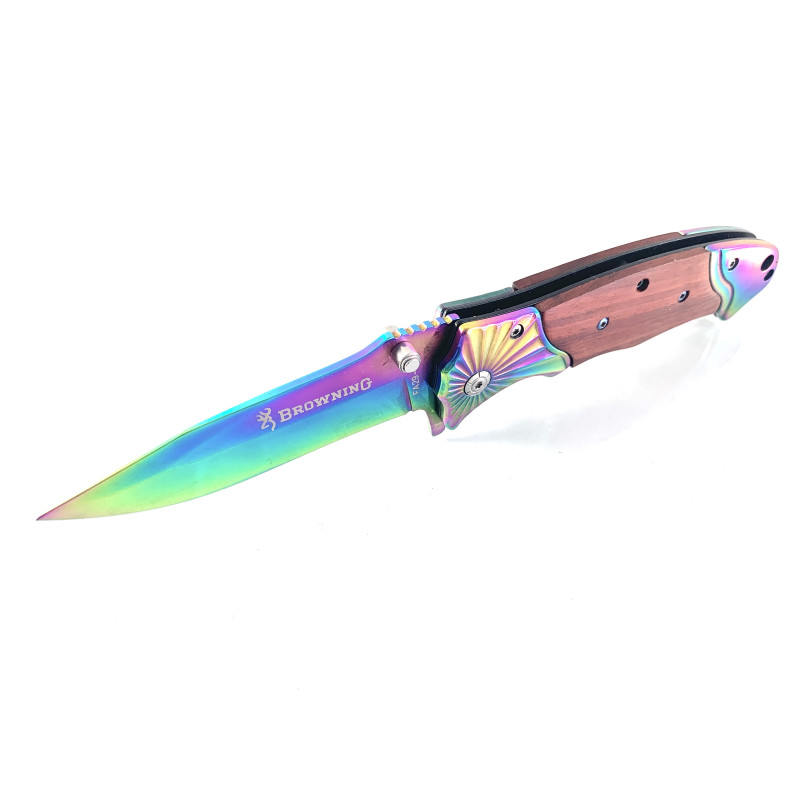 Сгъваем полуавтоматичен нож Browning FA29 - 1 Rainbow с дървени чирени