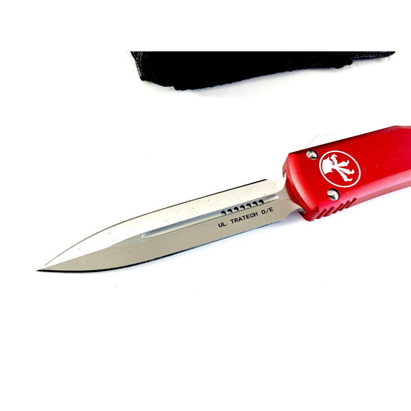Автоматичен сгъваем нож кама двуостра с клипс червен цвят OTF Reelectra