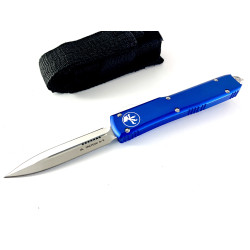 Автоматичен сгъваем нож кама двуостра с клипс Blue color OTF Reelectra