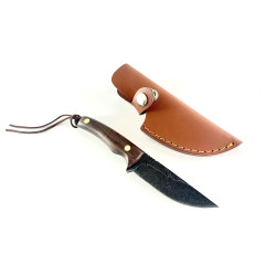 Ръчно направен ловен нож,модел HTG - фултанг с кожена кания 