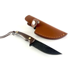 Ръчно направен ловен нож,модел HTG - фултанг с кожена кания 
