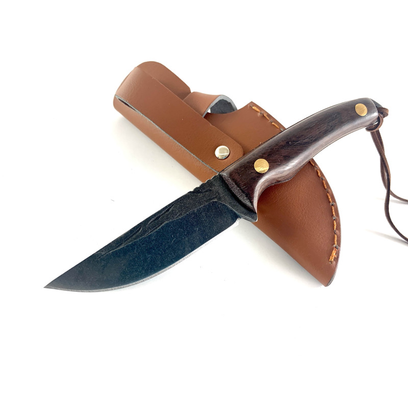 Ръчно направен ловен нож,модел HTG - фултанг с кожена кания