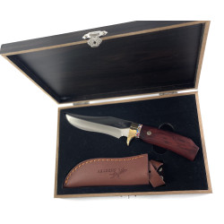 Ловен нож с красива дървена кутия и кожена кания - Knife Amanlong