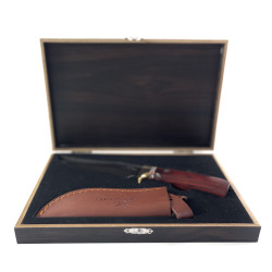 Ловен нож с красива дървена кутия и кожена кания - Knife Amanlong