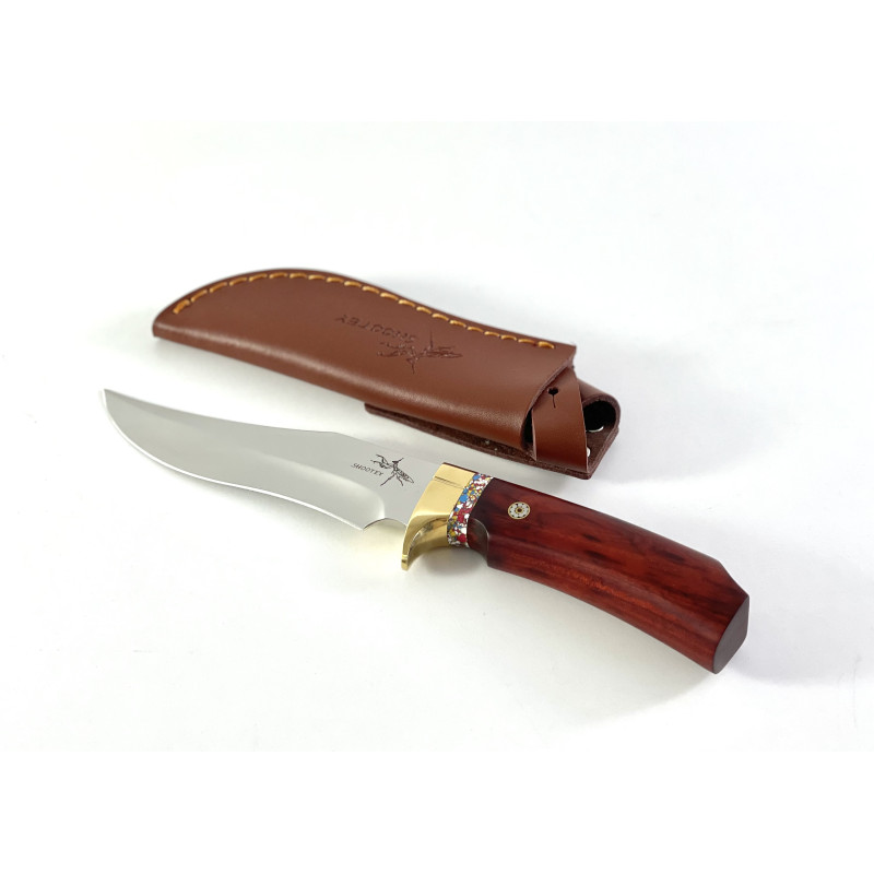 Ловен нож с красива дървена кутия и кожена кания - Knife Amanlong
