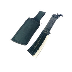 Ловен нож  модел мачете,форма на малък сатър , кожа на дръжката