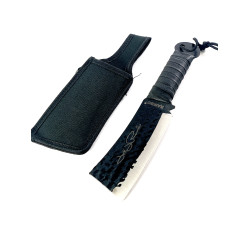 Ловен нож  модел мачете,форма на малък сатър , кожа на дръжката