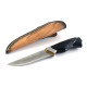 Ловен нож от японска дамаска стомана с дръжка инкрустация  Череп на Врана