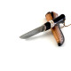Ръчно изработен ловен нож BigCat Damascus, нож Bushcraft с  кожена кания