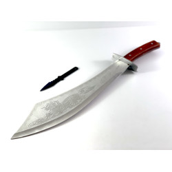 Масивна сабя ,ятаган , меч  с калъф и инкрустиран дракон на острието Масивна сабя ,ятаган , меч  с калъф и инкрустиран дракон на острието