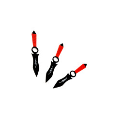 Комплект от три броя пластини кунай ками за хвърляне  с гравиран дракон  и отвор за пръста