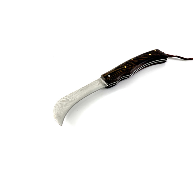 Сгъваем джобен нож с кожен кафяв калъф с извито острие Knives DV089