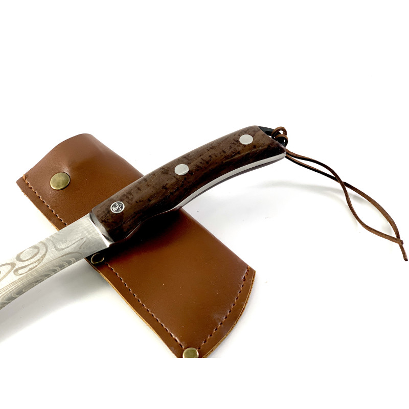 Нож с кожен кафяв калъф с извито острие Knives DV9090