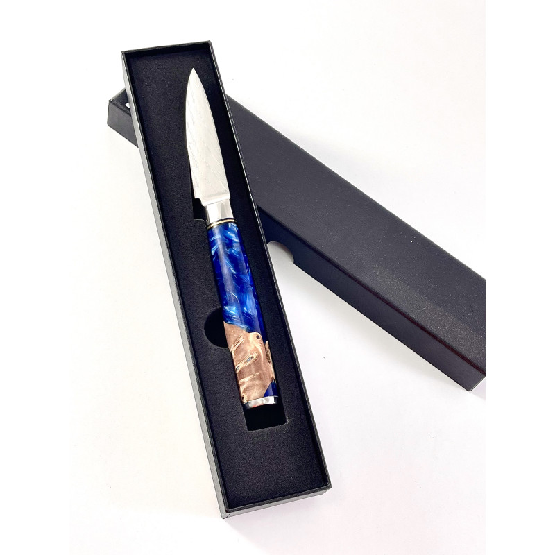 Професионален нож за белене от дамаска японска стомана DAMASK - J011 полирана дръжка от дърво и смола