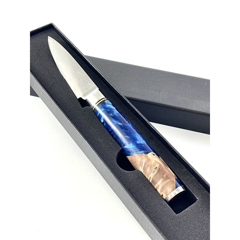 Професионален нож за белене от дамаска японска стомана DAMASK - J011 полирана дръжка от дърво и смола