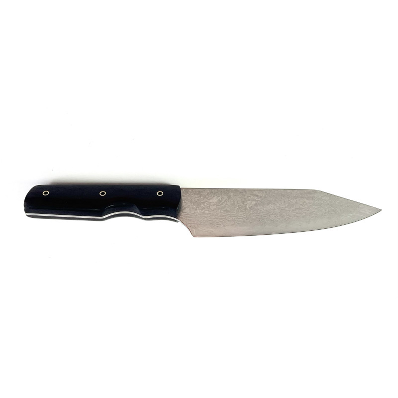 Професионален универсален нож  от дамаска японска стомана DAMASK -  дръжка от абаносово дърво