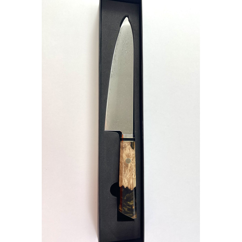Професионален нож на главния готвач от дамаска японска стомана DAMASK - G001 полирана дръжка от дърво и смола