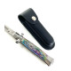 Автоматичен сгъваем джобен нож с кожен калъф АК Gold Rainbow змиевидно острие