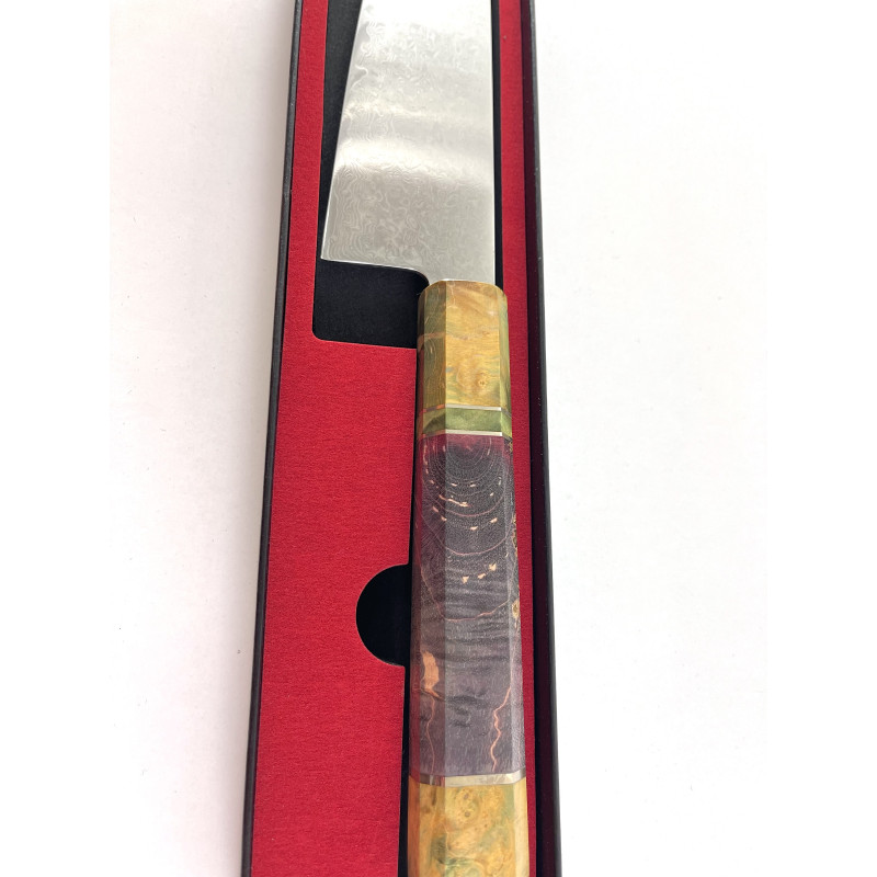 Професионален нож на главния готвач от дамаска японска стомана DAMASK - W005 полирана дръжка Rosewood