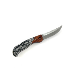 Сгъваем джобен нож с инкрустирани вълци на дръжката FB826