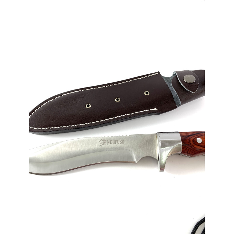 Ловен масивен стоманен боен нож с кожена кания nedfoss 1012
