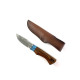 Ловен нож от дамаска стомана с дръжка от цветен Кориан и махагон