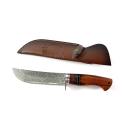 Ръчно направен ловен нож от Damask steel дръжка от Rosewood