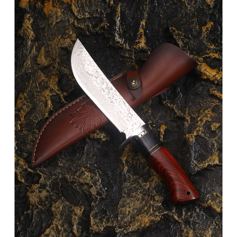 Ръчно направен ловен нож от Damask steel дръжка от Rosewood Ръчно направен ловен нож от Damask steel дръжка от Rosewood