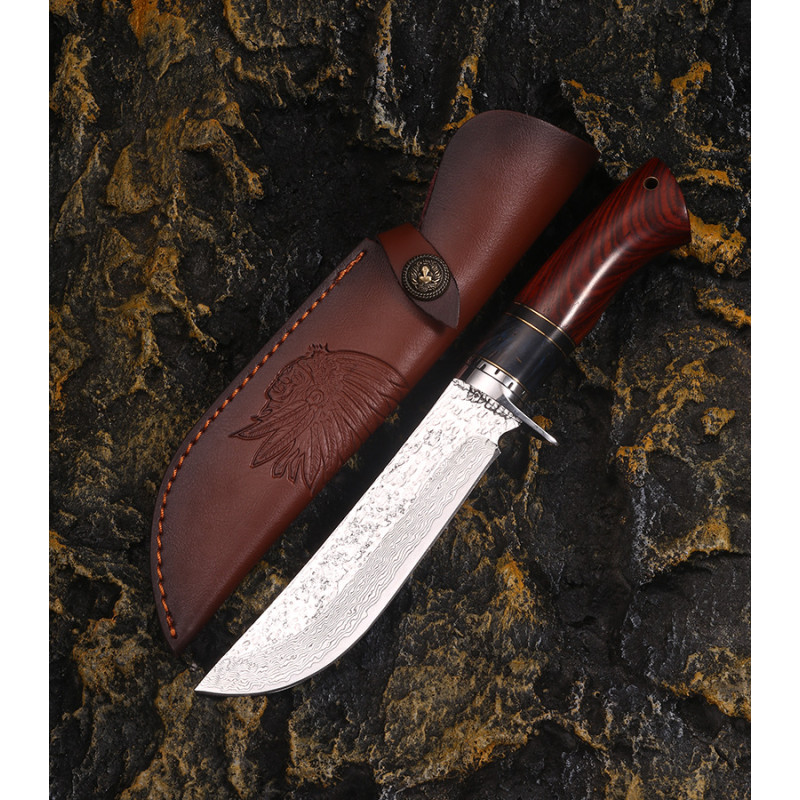 Ръчно направен ловен нож от Damask steel дръжка от Rosewood Ръчно направен ловен нож от Damask steel дръжка от Rosewood