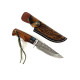 Ръчно направен ловен нож от Damask steel дръжка от Rosewood и цветен кориан