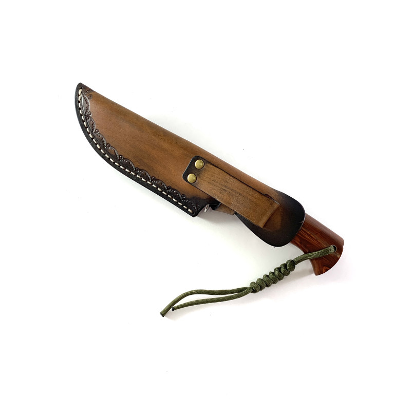 Ръчно направен ловен нож от Damask steel дръжка от Rosewood и цветен кориан