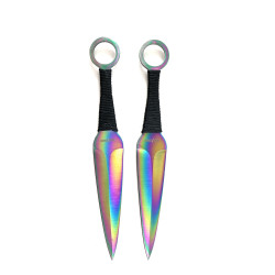 Двуостра кама комплект два броя шурикен кунай за хвърляне с калъф Perfect point