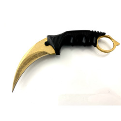 Нож TOPOINT Gold Karambit, нож с фиксирано острие от неръждаема стомана с калъф и нож CS-GO