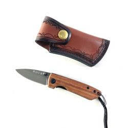 Сгъваем джобен нож с кожен калъф Buck DA110