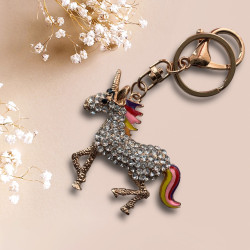 Дамски ключодържател еднорог с  камъчета